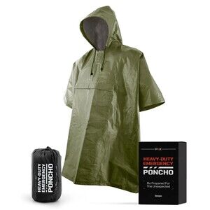 NIB P4X‎ Heavy-Duty Emergency Poncho - Khaki